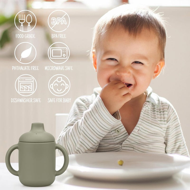 Mintlyfe Baby Sippy Cup 2 Pack of Silicone Trainer Cup Toddler for Boys and Girls Unbreakable Spill Proof and Two Handle Learner Cup Sippy Cup for Toddlers 4oz BlushMauve - Image 2