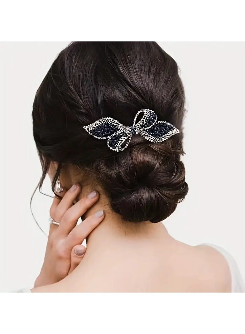 Goolsky مشبك شعر أنيق مزين بقوس لامع وزخارف من الأحجار الكريمة - إكسسوار تصفيف الشعر للنساء - أغطية رأس رائعة لتسريحات الشعر، الحفلات، الزفاف، والتخرج - سهل الاستخدام، مريح في الارتداء - Image 2