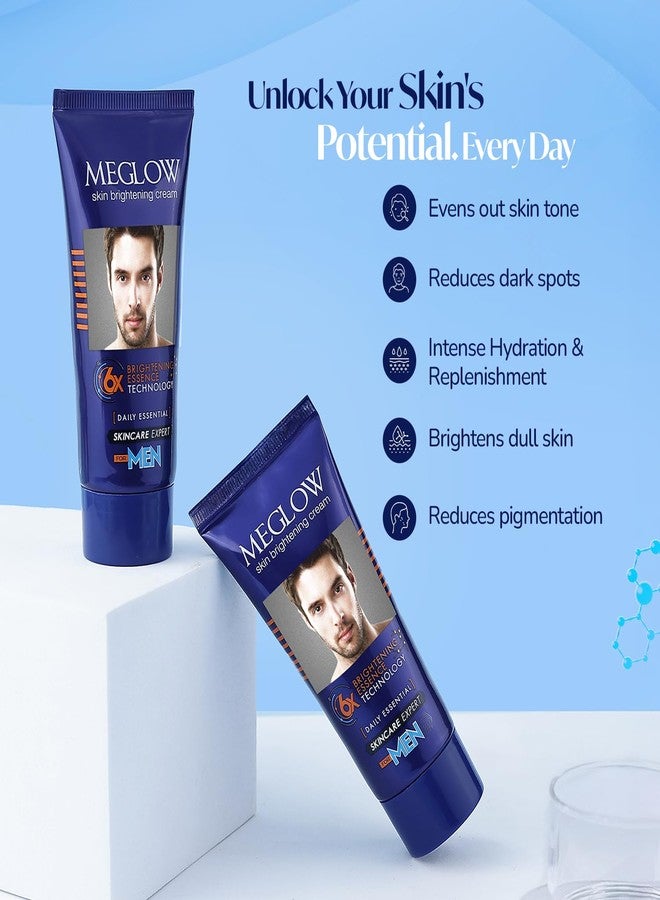 Meglow Skin Brightening & Whitening Cream For Men | Face Cream For Glowing Skin with Vitamin E | Reduces Dark Spots, Prevents Pigmentation, & Evens Tone | 30g - Image 4