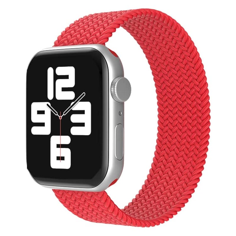 AC&L Braided Solo Loop Band Compatible with Apple Watch 44mm Large, Red Strap with Plastic Connector - Image 1