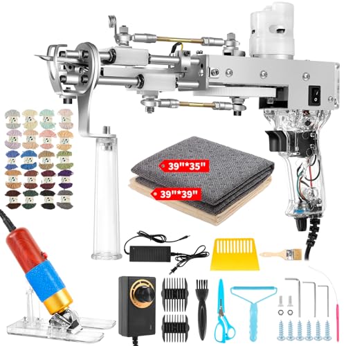 Vehipa Rug Tufting Gun with Carpet Trimmer - Tufting Gun Starter Kit - 2 in 1 Cut Pile Carpet Gun & Loop Pile - Rug Making Kit & Trimmer& Cloth& Yarn for DIY Home Decor & Craft Devotees - Image 1