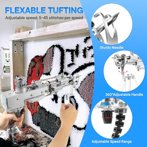 Vehipa Rug Tufting Gun with Carpet Trimmer - Tufting Gun Starter Kit - 2 in 1 Cut Pile Carpet Gun & Loop Pile - Rug Making Kit & Trimmer& Cloth& Yarn for DIY Home Decor & Craft Devotees - Image 4