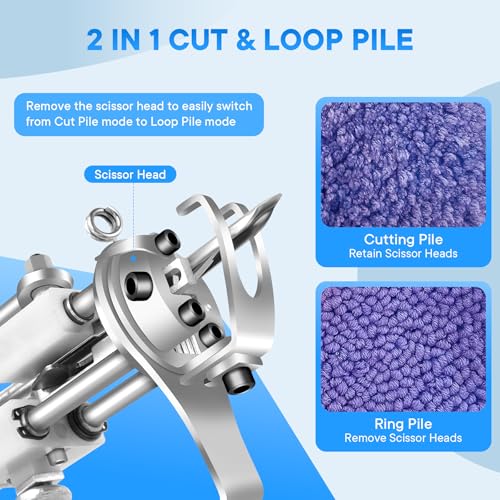 Vehipa Rug Tufting Gun with Carpet Trimmer - Tufting Gun Starter Kit - 2 in 1 Cut Pile Carpet Gun & Loop Pile - Rug Making Kit & Trimmer& Cloth& Yarn for DIY Home Decor & Craft Devotees - Image 2