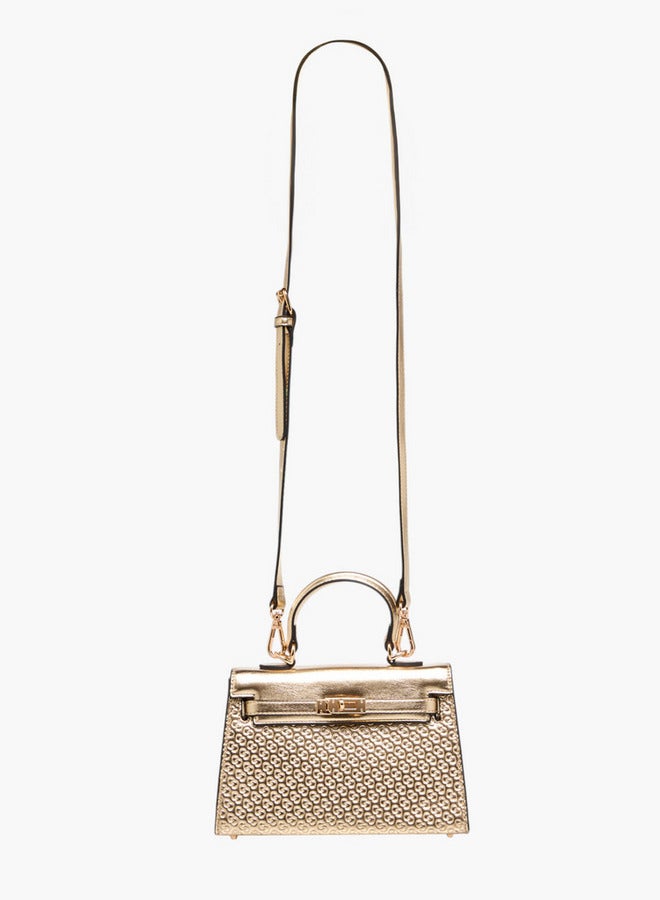 Celeste Solid Satchel Bag with Detachable Strap and Twist Lock Closure - Image 3