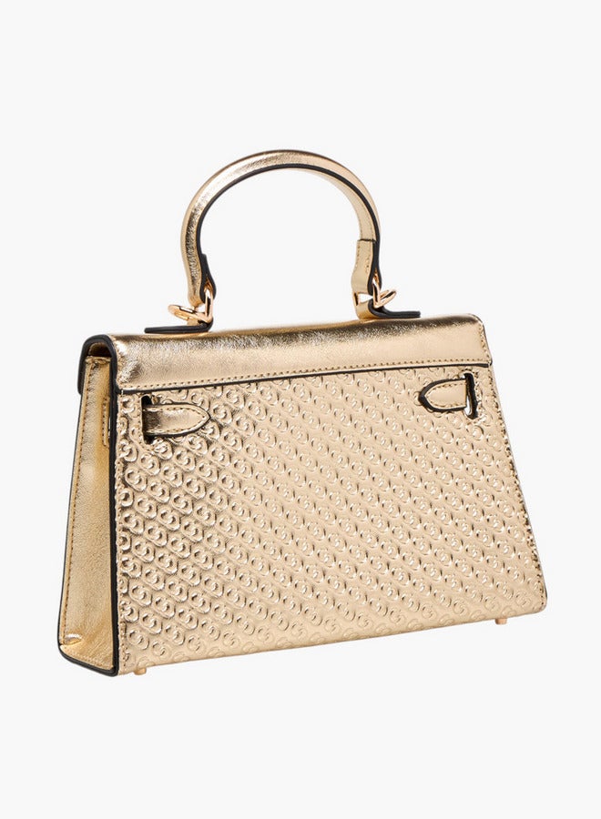 Celeste Solid Satchel Bag with Detachable Strap and Twist Lock Closure - Image 4