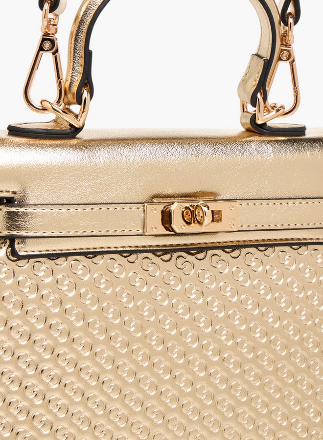 Celeste Solid Satchel Bag with Detachable Strap and Twist Lock Closure - Image 5