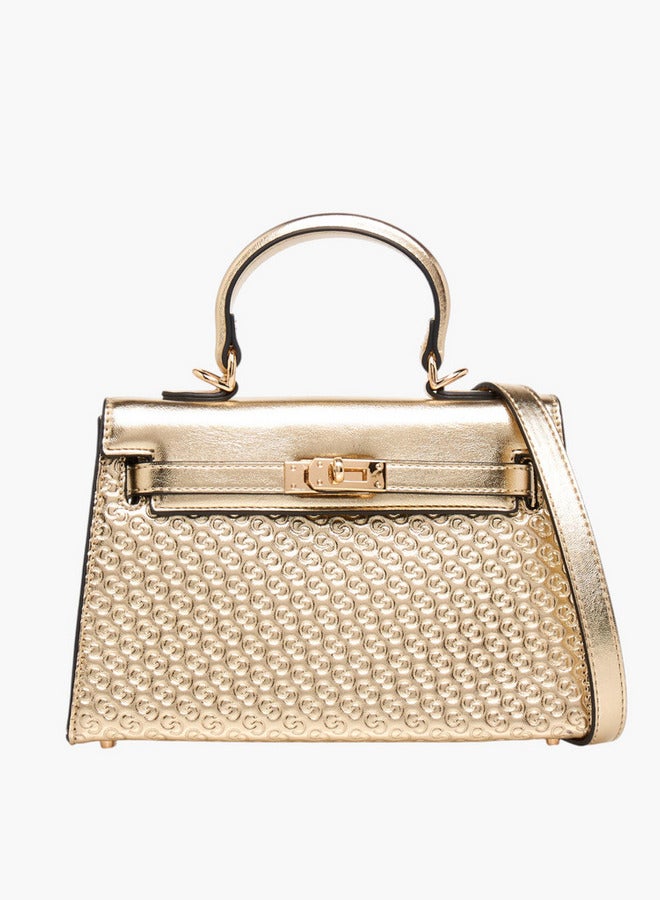 Celeste Solid Satchel Bag with Detachable Strap and Twist Lock Closure - Image 1