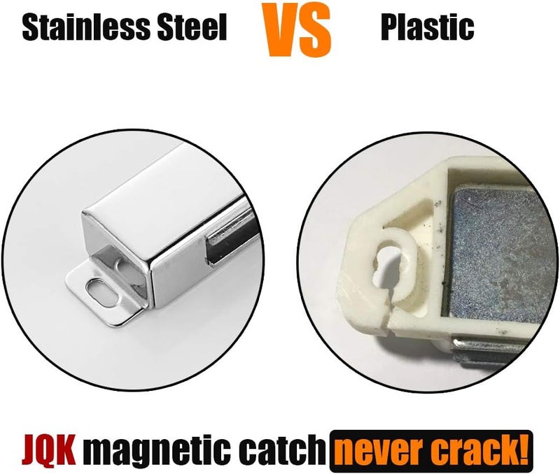 JQK Magnetic Cabinet Door Catch, Stainless Steel Closet Catches with Strong Magnetic, 1.2mm Thickness Furniture Latch 30 lbs Matte Black (Pack of 4), CC101-BK-P4 - Image 3