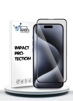 Wtech Apple iPhone 15 Pro 2023 Premium E2E Full Glue Full Cover Tempered Glass Screen Protector (MSGECN) - Clear/Black  - Image 1
