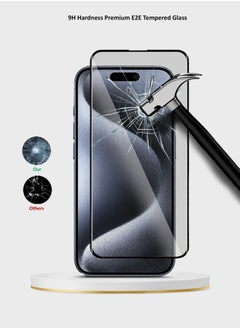 Wtech Apple iPhone 15 Pro 2023 Premium E2E Full Glue Full Cover Tempered Glass Screen Protector (MSGECN) - Clear/Black  - Image 5