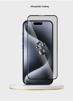 Wtech Apple iPhone 15 Pro 2023 Premium E2E Full Glue Full Cover Tempered Glass Screen Protector (MSGECN) - Clear/Black  - Image 3