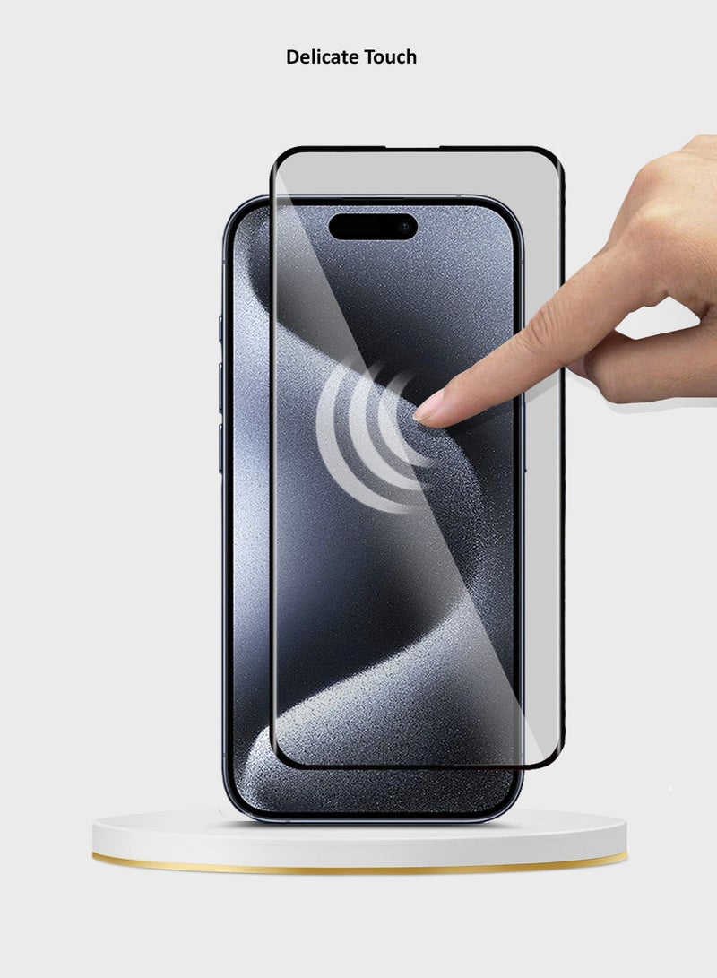 Apple iPhone 15 Pro 2023 Premium E2E Full Glue Full Cover Tempered Glass Screen Protector (MSGECN) - Clear/Black