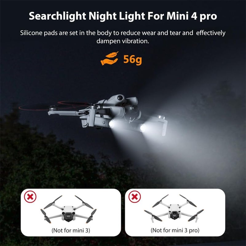 Night Navigation Lights for Mini 4 Pro LED Lighting, Searchlight Night Flight Light with Mount Bracket Holder for DJI Mini 4 Pro, Strobe Light with Anti-Collision Design - Image 5