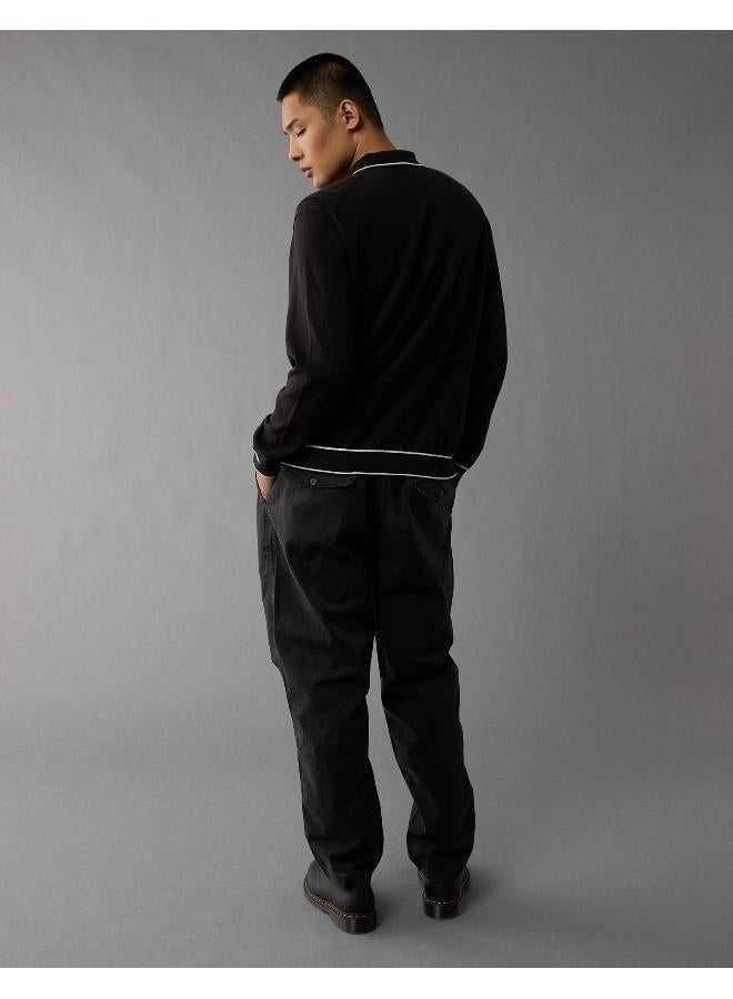 American Eagle AE Long-Sleeve Tipped Sweater Polo Shirt - Image 4