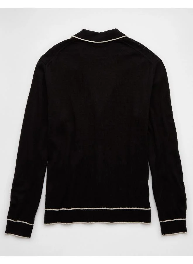 امريكان ايجل AE Long-Sleeve Tipped Sweater Polo Shirt