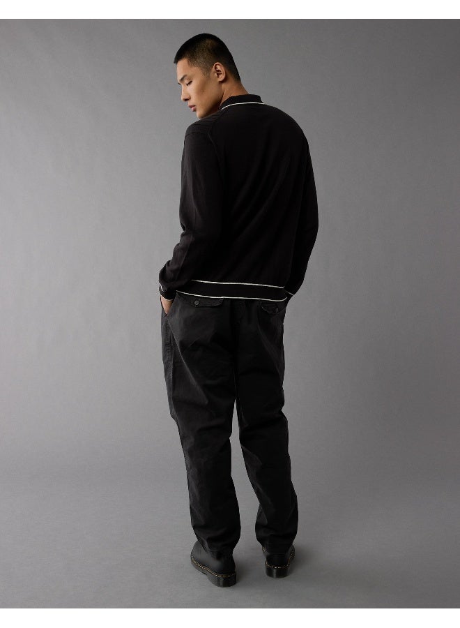 American Eagle AE Long-Sleeve Tipped Sweater Polo Shirt  - Image 2