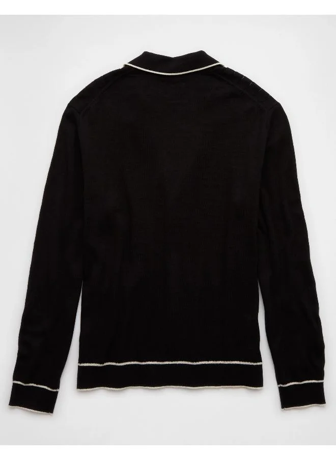 امريكان ايجل AE Long-Sleeve Tipped Sweater Polo Shirt
