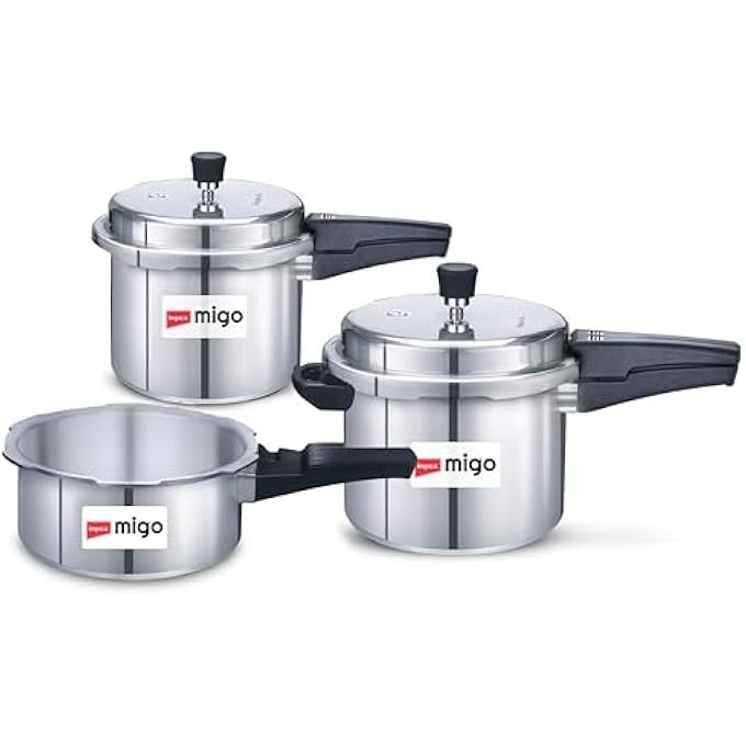 Impex Aluminium Pressure Cooker Combo With Outer Lid Induction And Gas Stove Compatible Pressure Cooker For Healthy Cooking 5 Years Warranty 2 Litres 3 Litres And 5 Litres Silver - Image 2