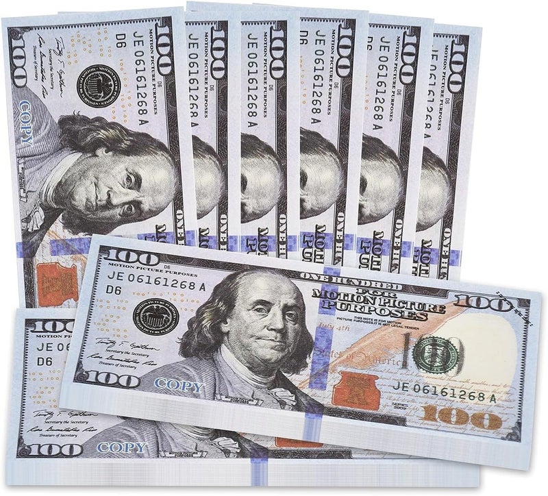 SpinLaLa 200 Pieces 100 Dollar Prop Money Play Money - Movie Prop Money 100 Dollar Bills Realistic, Play Money for Kids Learning, Fake Toy Money that Looks Real Actual Size, Perfect Money Party Decorations - Image 1