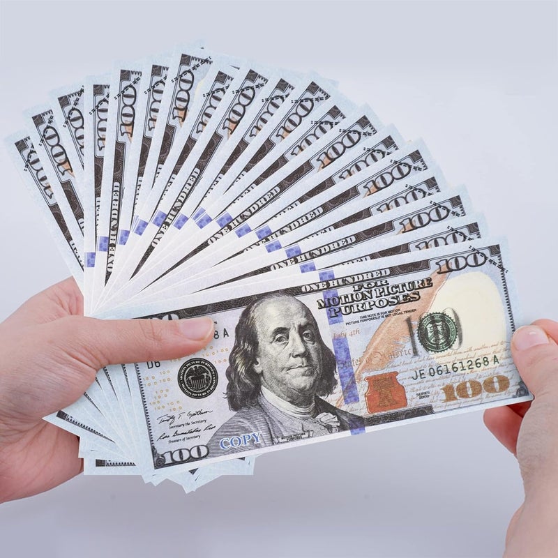 SpinLaLa 200 Pieces 100 Dollar Prop Money Play Money - Movie Prop Money 100 Dollar Bills Realistic, Play Money for Kids Learning, Fake Toy Money that Looks Real Actual Size, Perfect Money Party Decorations - Image 5