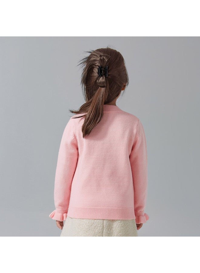 DEESHA Chinese-style Frog Buttons With Heart Pattern】autumn And Winter Sweaters For Girls And Older Children, New Chinese-style Knitwear - Image 3