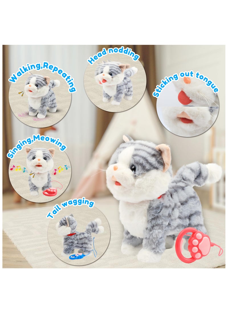 Generic - Interactive Robotic Kitty Plush Toy - Lifelike and Realistic, Remote Controlled with Meowing and Tail Wagging Functionality for Children Birthday Gifts - Image 1