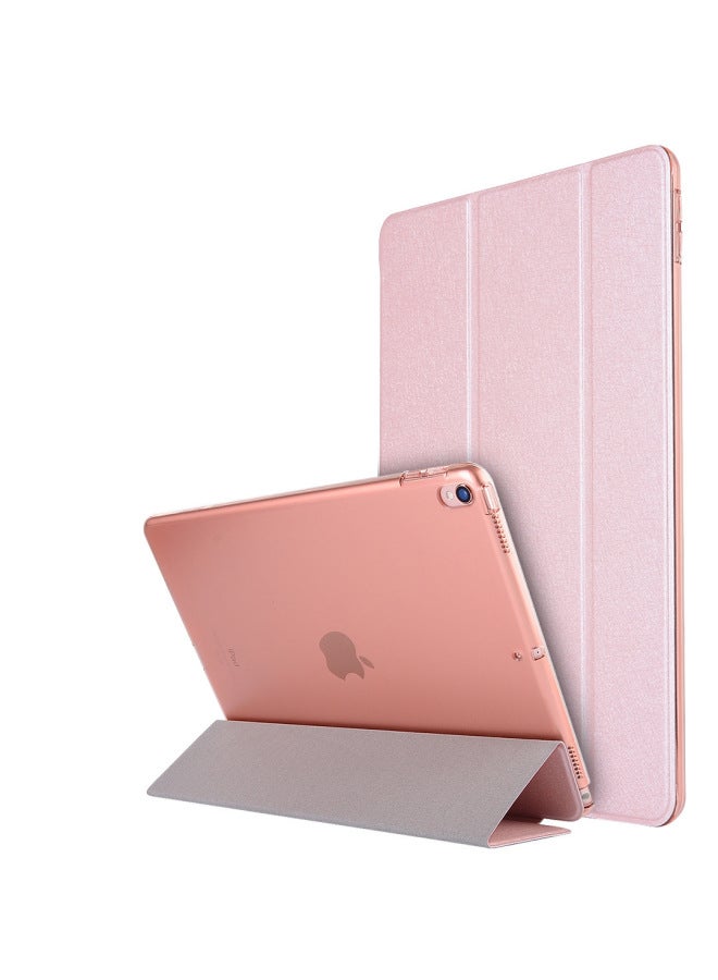 Suitable For IPad2020 IPadPro11 Protective Case Tri-fold Silk Pattern 10.2 Inch 12.9 Leather Case-Color:Rose Gold-Applicable Model:2020/2018 Pro12.9 Universal