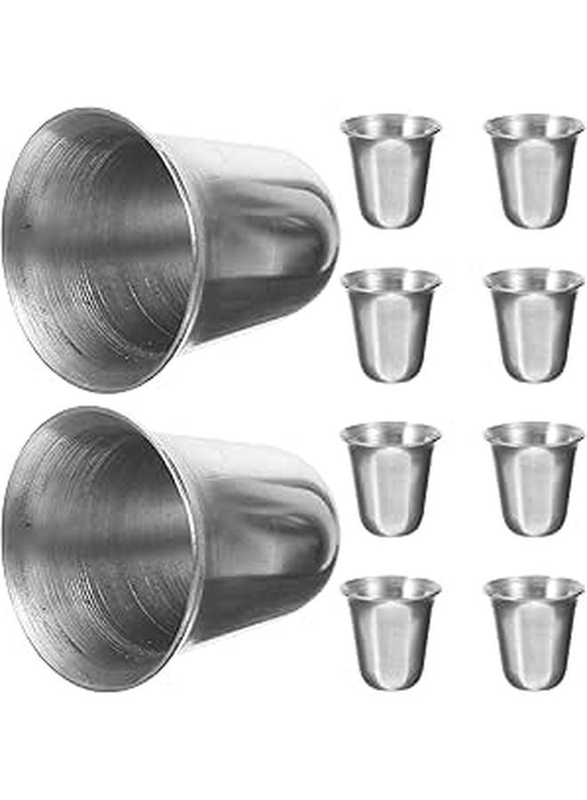 Stainless Steel Stackable Communion Cups Set Of 10 Silver Church Ceremony Drinking Chalices - Image 1