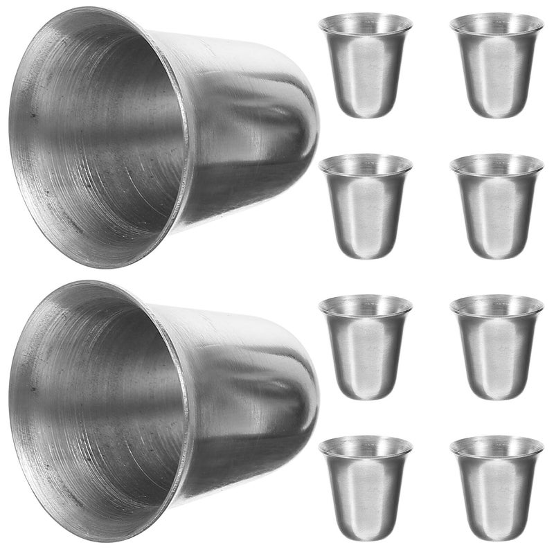 Stainless Steel Stackable Communion Cups Set Of 10 Silver Church Ceremony Drinking Chalices - Image 2