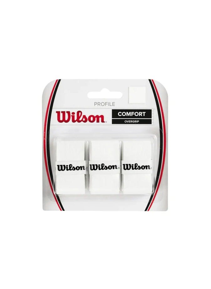 Wilson Profile Overgrip 3-Pack – Enhanced Comfort, Superior Grip & Moisture Absorption for Tennis, Badminton & Squash Rackets - Image 1