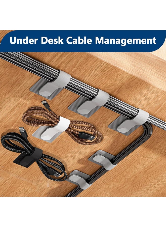 JOUDIYA 50 Pcs Cable Ties, Reusable Self-Adhesive Wire Organizers, Under Desk Cord Tidy Management Clips Straps, Sticky-Back Hook and Loop Cable Ties for TV PC Laptop Ethernet Desktop - Image 2
