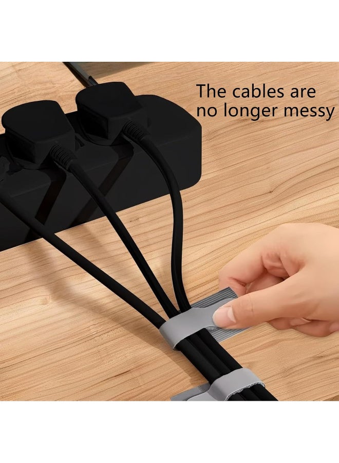 JOUDIYA 50 Pcs Cable Ties, Reusable Self-Adhesive Wire Organizers, Under Desk Cord Tidy Management Clips Straps, Sticky-Back Hook and Loop Cable Ties for TV PC Laptop Ethernet Desktop - Image 4