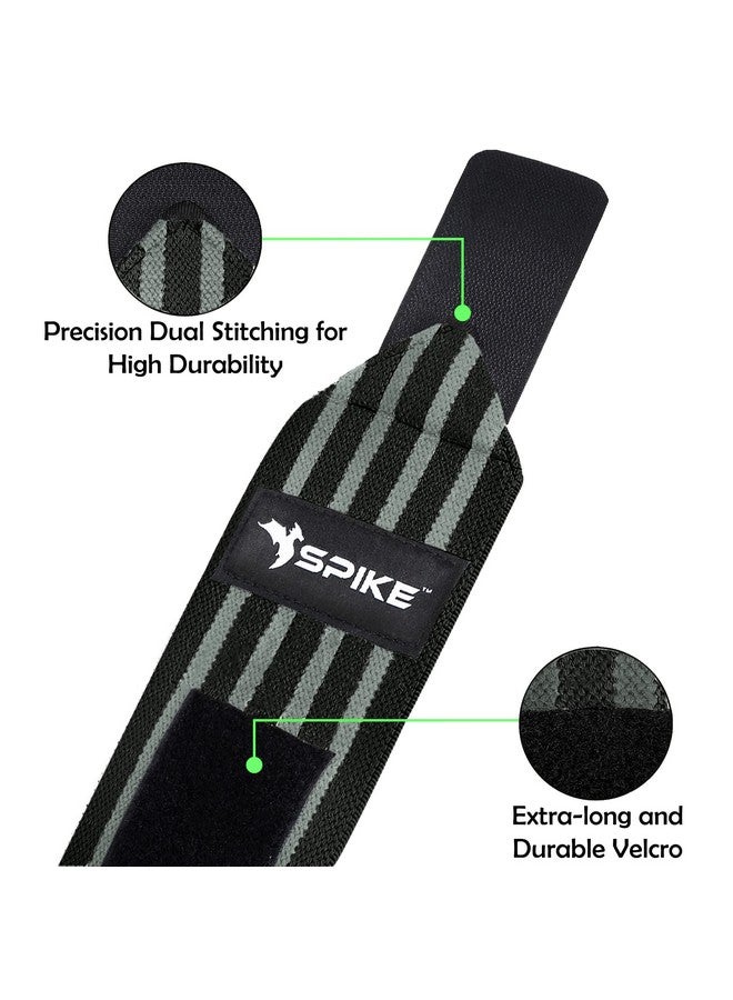 Spike Cotton Wrist Support Gym Band Strap For Weightlifting Pain Relief With Thumb Loop Grip For Both Men And Women (Black) - Image 3