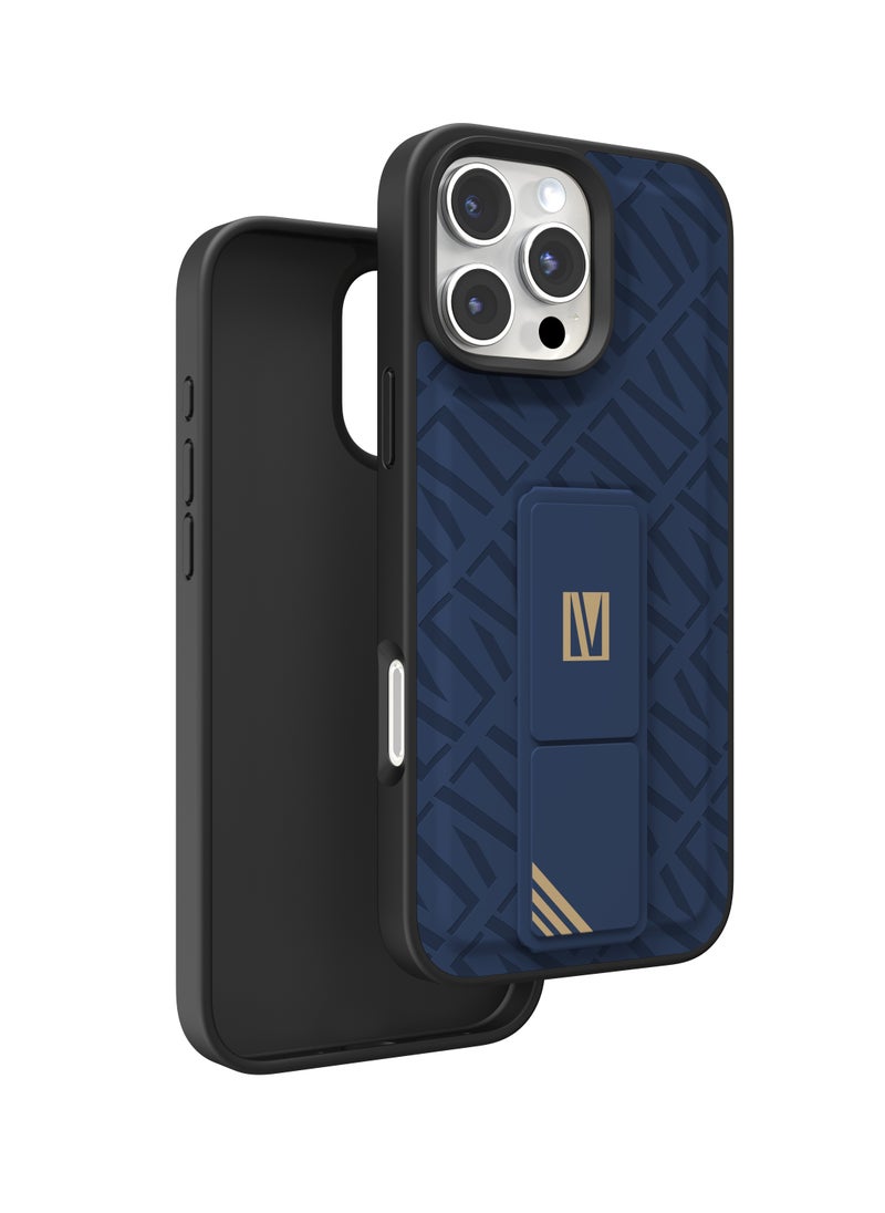 iPhone 16 Pro Max Case Morphix Cuero Cover with Gripstand / Easy Snap On / Slim Caseless Feel / Multiple Protective Layers / Impact Resistance Back Cover - Blue
