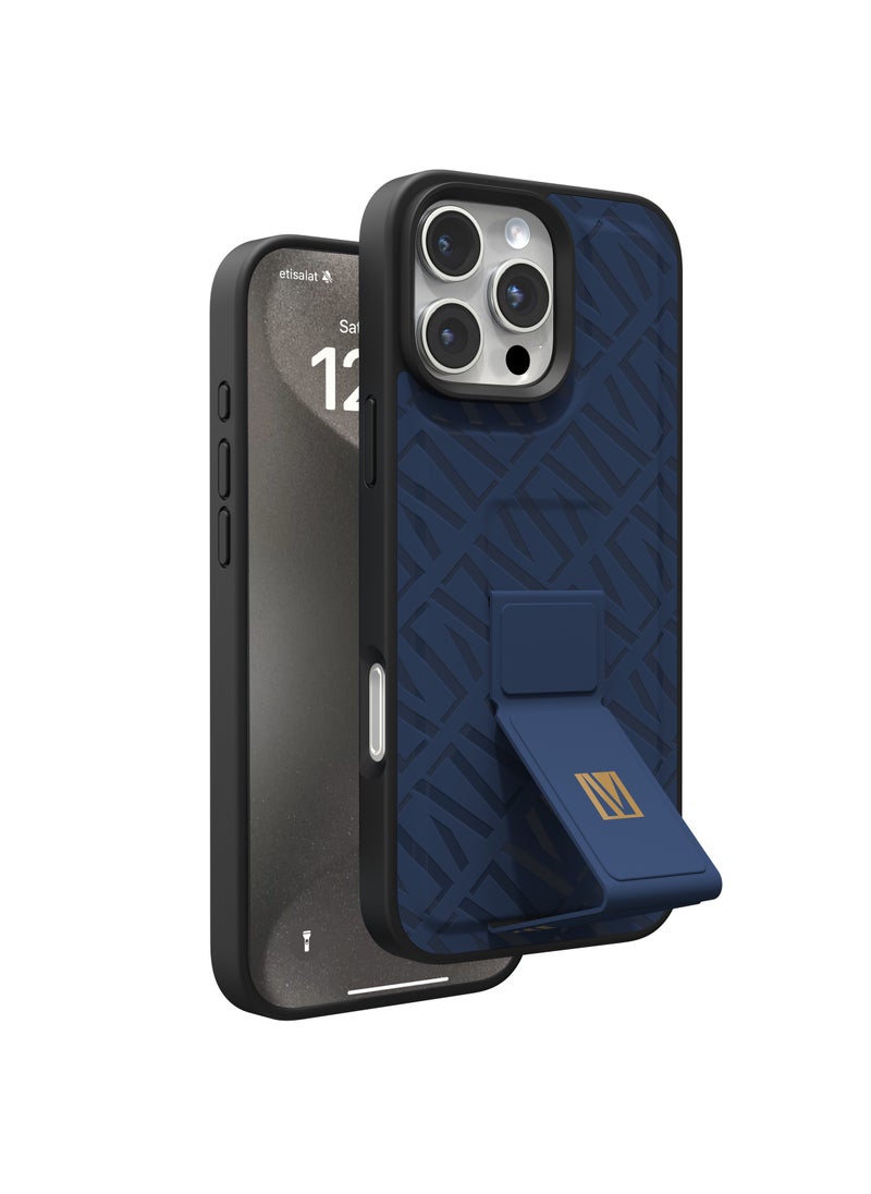 iPhone 16 Pro Max Case Morphix Cuero Cover with Gripstand / Easy Snap On / Slim Caseless Feel / Multiple Protective Layers / Impact Resistance Back Cover - Blue