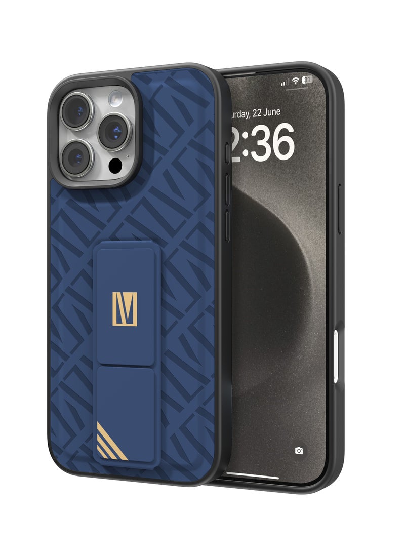 iPhone 16 Pro Max Case Morphix Cuero Cover with Gripstand / Easy Snap On / Slim Caseless Feel / Multiple Protective Layers / Impact Resistance Back Cover - Blue