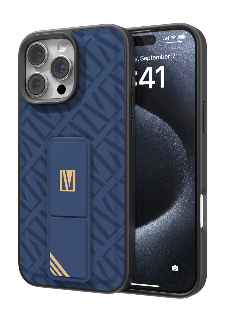 iPhone 16 Pro Max Case Morphix Cuero Cover with Gripstand / Easy Snap On / Slim Caseless Feel / Multiple Protective Layers / Impact Resistance Back Cover - Blue