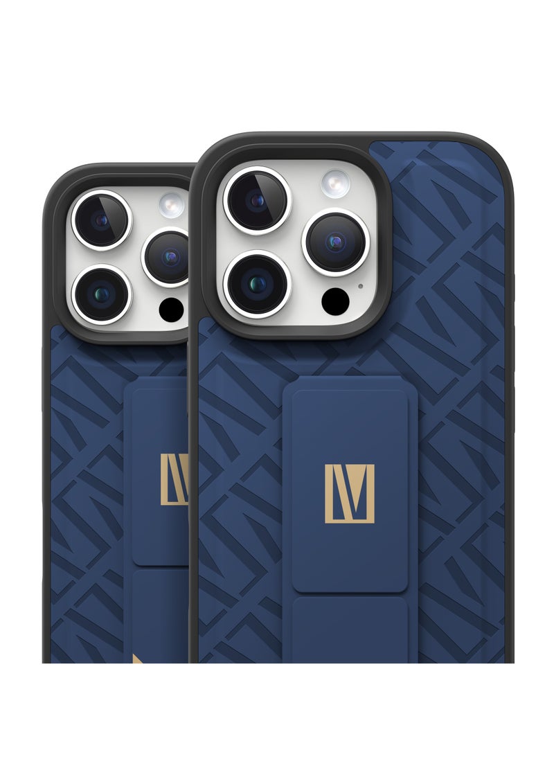 iPhone 16 Pro Max Case Morphix Cuero Cover with Gripstand / Easy Snap On / Slim Caseless Feel / Multiple Protective Layers / Impact Resistance Back Cover - Blue