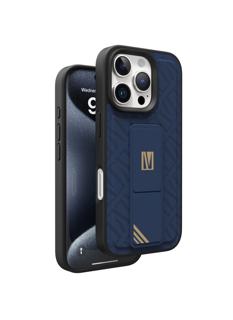 iPhone 16 Pro Max Case Morphix Cuero Cover with Gripstand / Easy Snap On / Slim Caseless Feel / Multiple Protective Layers / Impact Resistance Back Cover - Blue