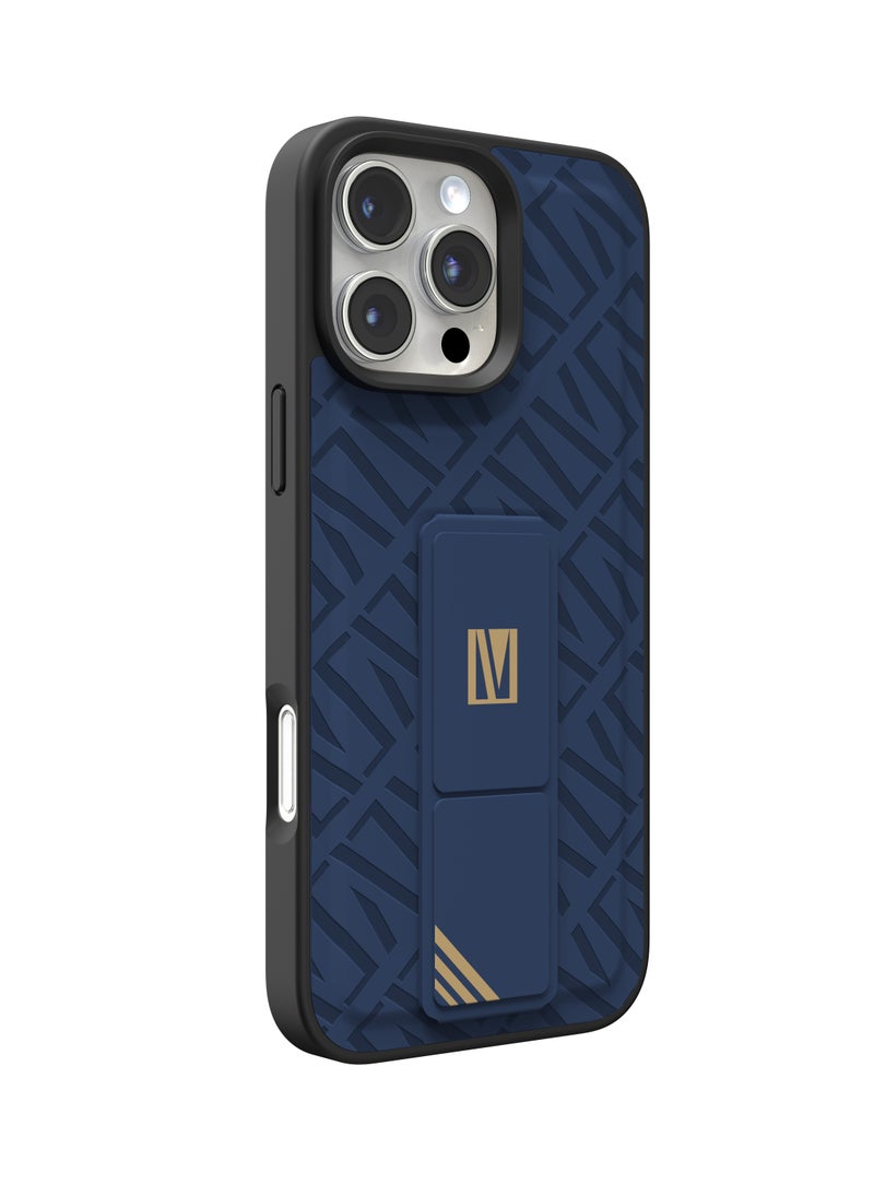 iPhone 16 Pro Max Case Morphix Cuero Cover with Gripstand / Easy Snap On / Slim Caseless Feel / Multiple Protective Layers / Impact Resistance Back Cover - Blue