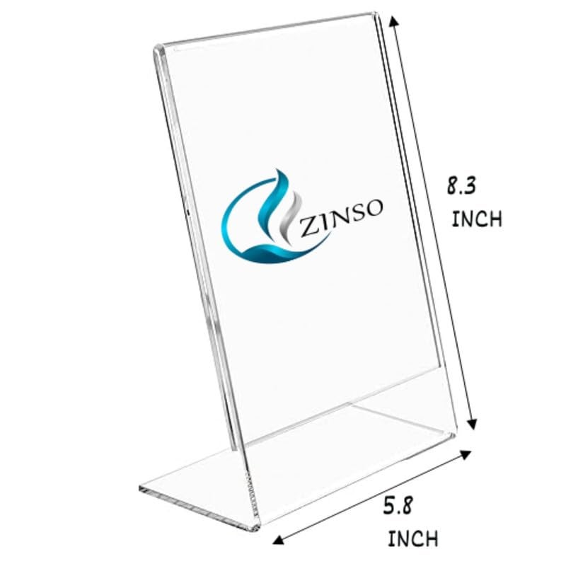ZINSO A5 L-Shaped Acrylic Sign Holder Portrait Style Menu Ad Frame Display Stand Table Top Perfect for Restaurants, Promotions, Photo Frames, Classroom (1PC) - Image 2
