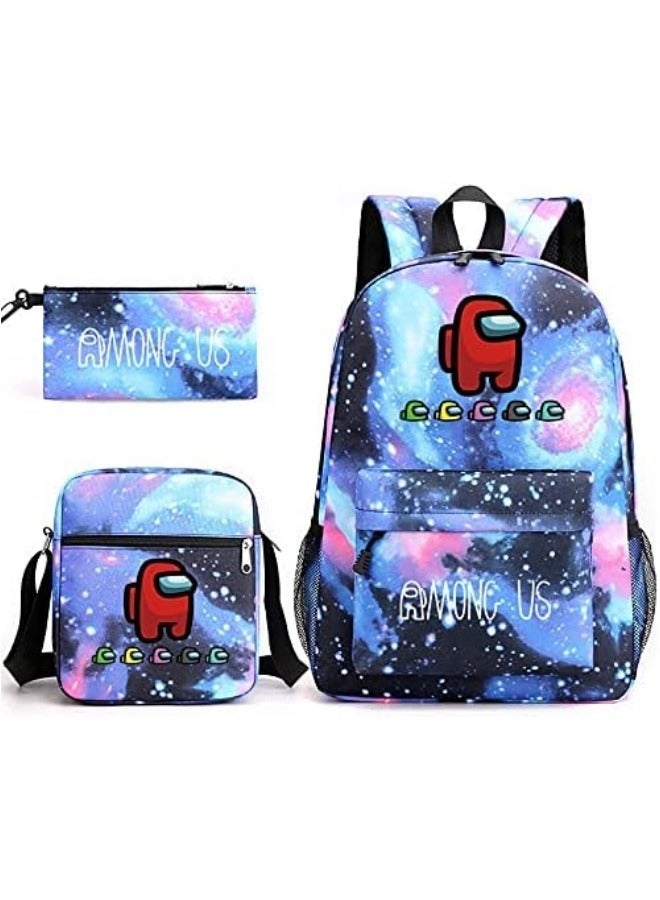 Among Us 3PCS Gaming Backpack Set, Laptop Backpack with Lunch Bag Pencil Case, Travel Bag Great Gifts for Boys Girls Fan - Image 1