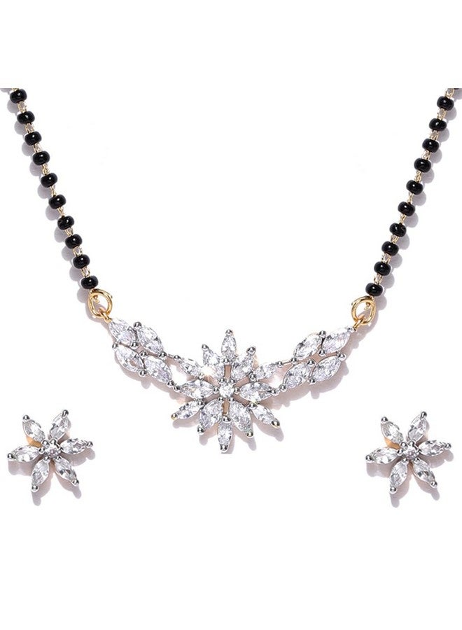 YouBella American Diamond Gold Plated Mangalsutra Pendant with Chain and Earrings for Women (Style 3) - Image 1