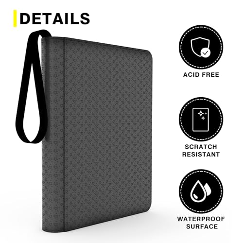 Comnge 9-Pocket Card Binder - Holds 432 Cards, Premium Zippered Card Album Folder, 24 Side Loading Pages, Compatible with Penny Sleeves for Basketball Football, TCG, and Game Card Storage & Display(Black) - Image 4
