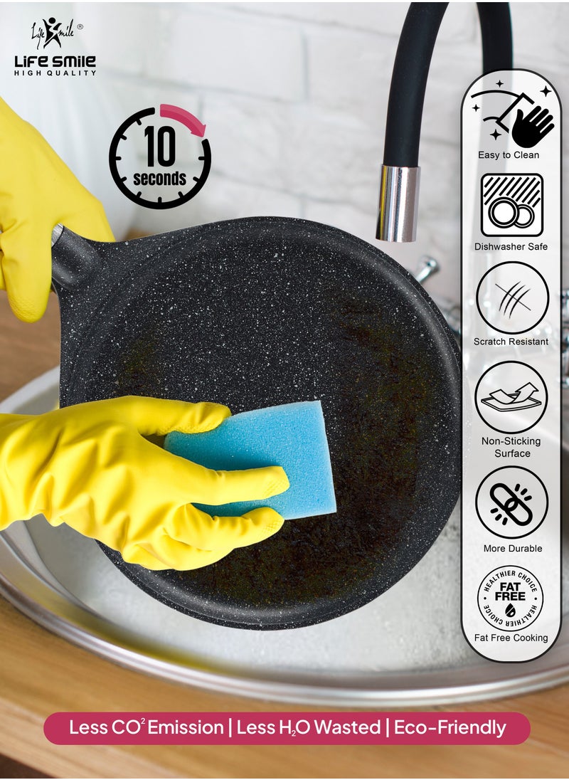 Life Smile - Roti Maker Crepe Pan Set , Non Stick Multi Layer Granite Coating , 100% PFOA FREE Tawa Pan , Induction Bottom Skillet  Pan for Pizza, Omelette, Tortillas & Roti 22/26/28cm - Image 1