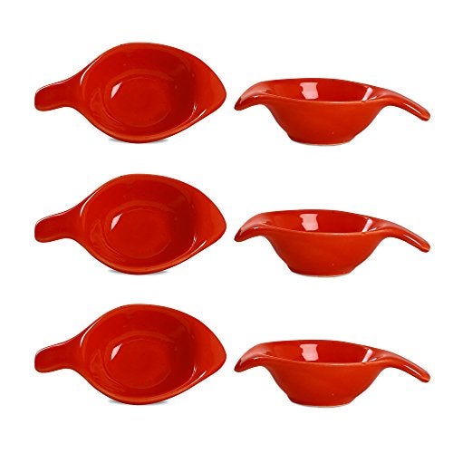 Caffeine Ceramic Stonwear Handmade Red Glossy Dip and Sauce (Set of 6, 40 ml) - Image 1