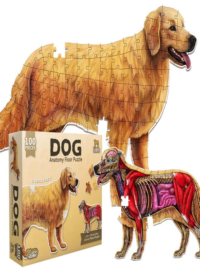 Genius Games Dog Animal Anatomy Floor Puzzle | 100-Piece Double-Sided Jigsaw Puzzle | Large Floor Puzzle for Kids Ages 4–8, 3–5, 8–10 | Fun and Educational STEM Toy for Kids, Toddlers, and Families - Image 1