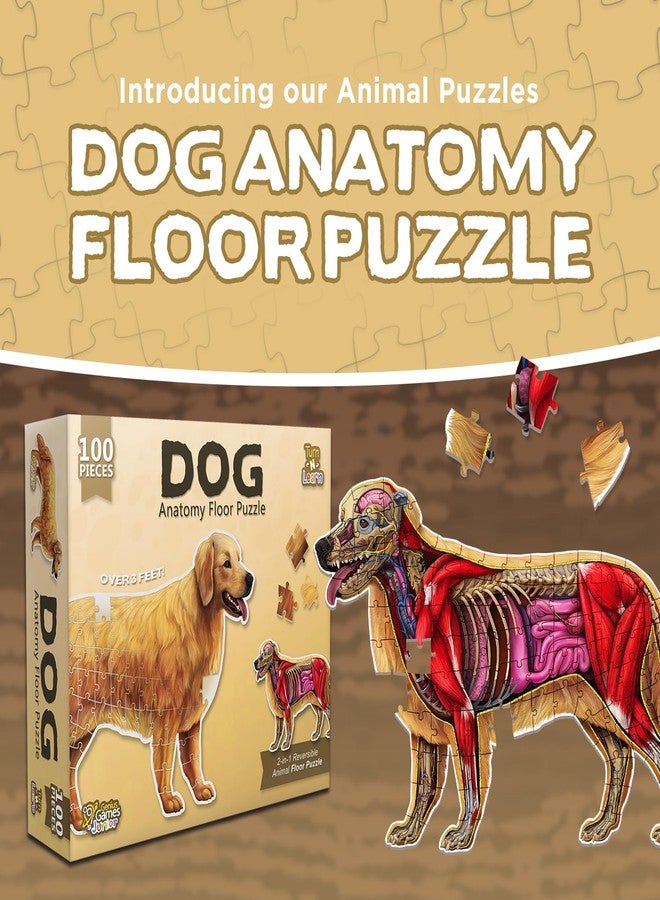 Genius Games Dog Animal Anatomy Floor Puzzle | 100-Piece Double-Sided Jigsaw Puzzle | Large Floor Puzzle for Kids Ages 4–8, 3–5, 8–10 | Fun and Educational STEM Toy for Kids, Toddlers, and Families - Image 2