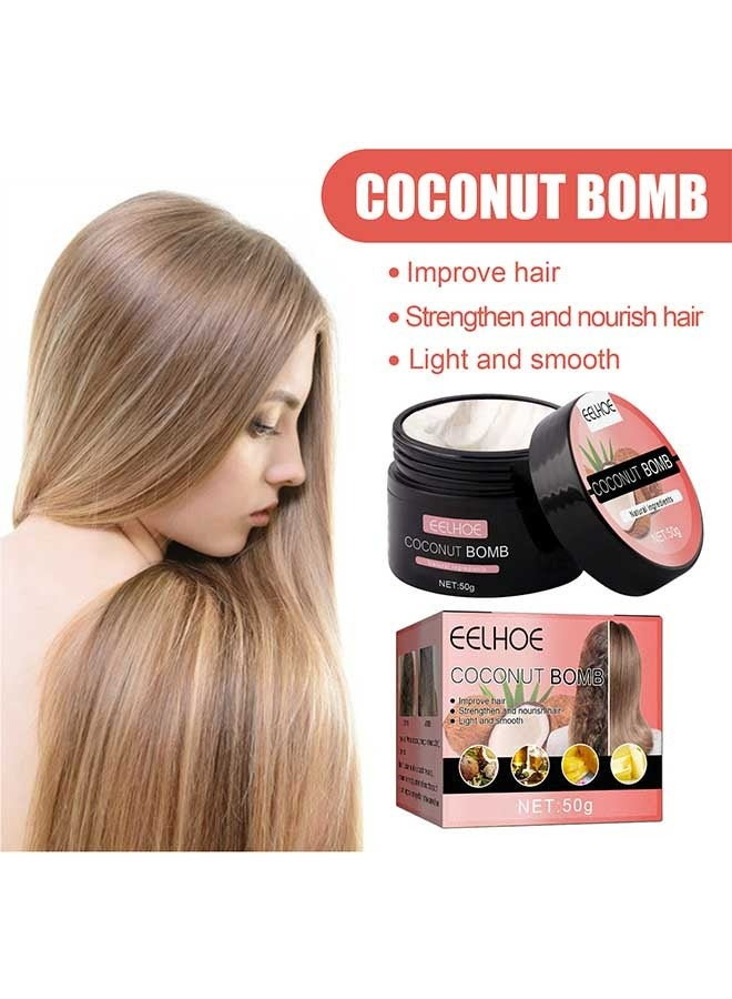 EELHOE Coconut Hair Mask 50g,Smooth And Moisturizing Hair Mask,Has The Effect Of Improving Hair,Enhancing And Nourishing Hair,Making It Light And Smooth,Suitable For All Hair Types  - Image 4