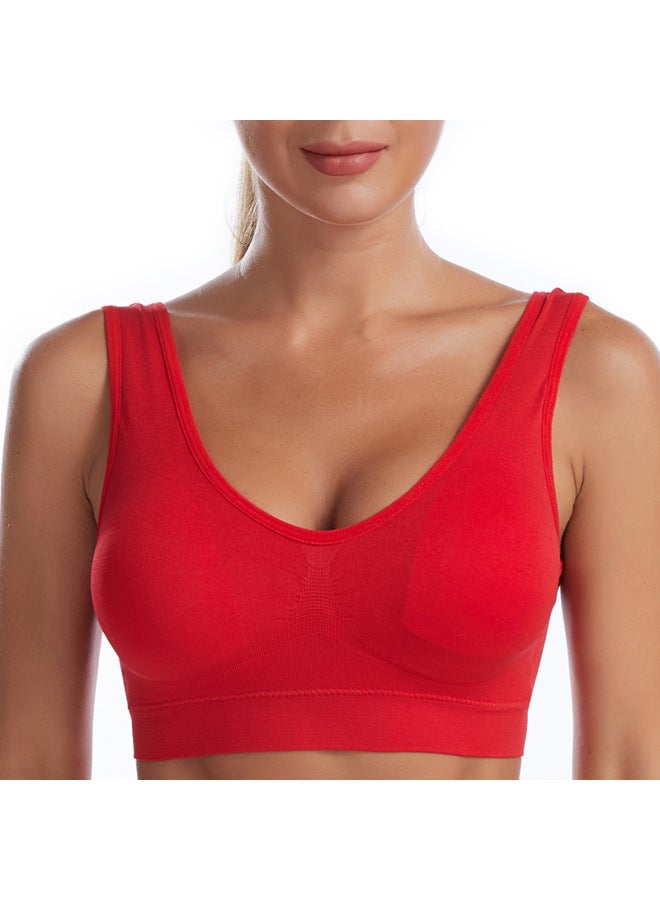 Sports Bra Women's Fitness Running Shock-proof Back Push-up Bra Large Size Vest Yoga Wire-free Sports Bra